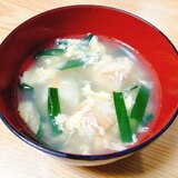 ニラと麩と卵の中華スープ